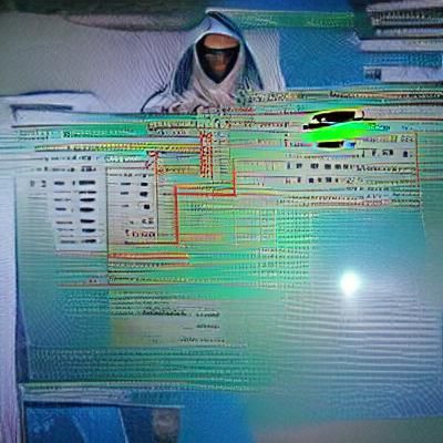 Hacker in Cyberpunk Style Infecting System
