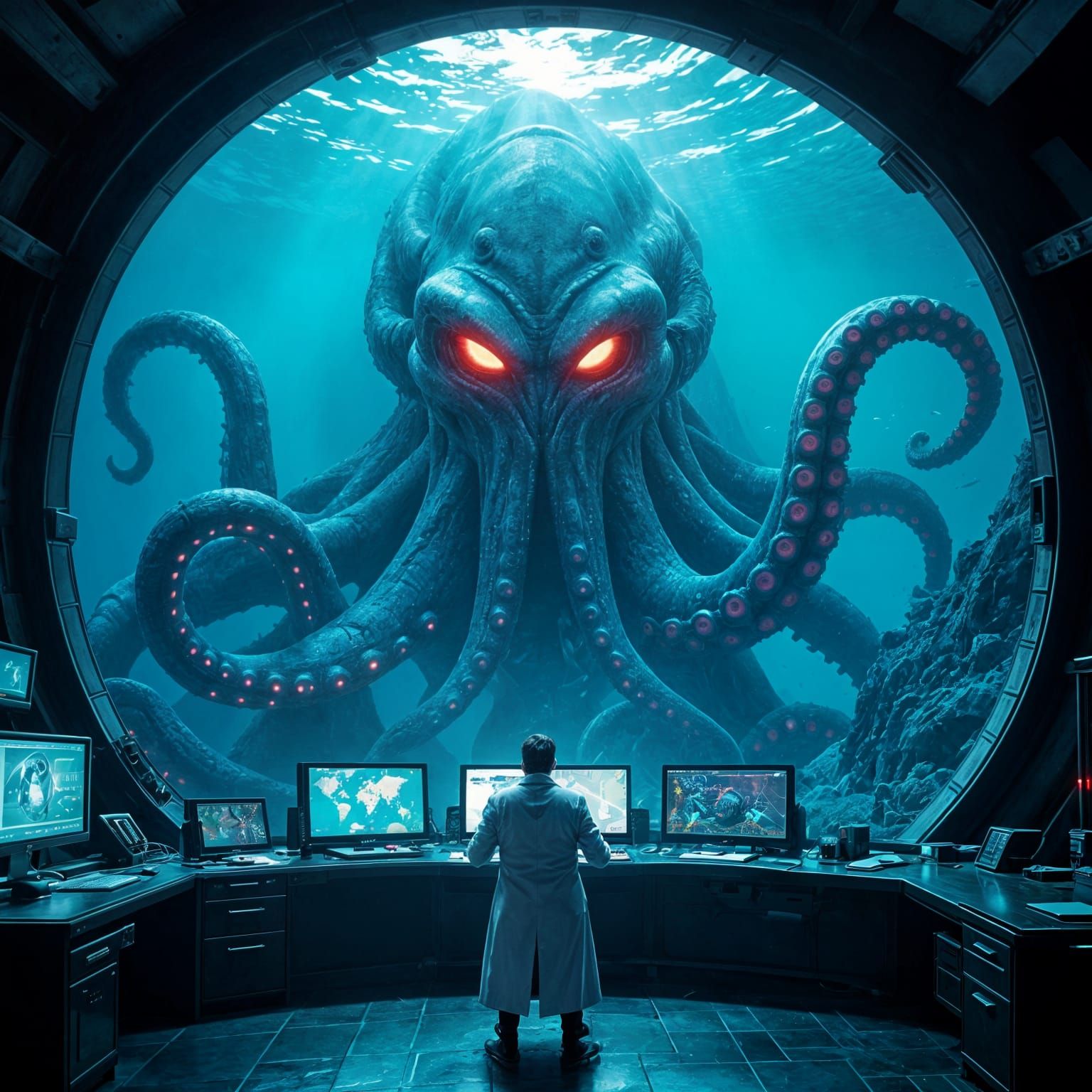 Underwater Kraken Lair With Mad Scientist