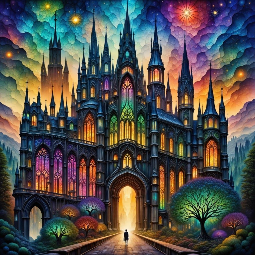 Dreamlike Gothic Castle in Ethereal Beauty