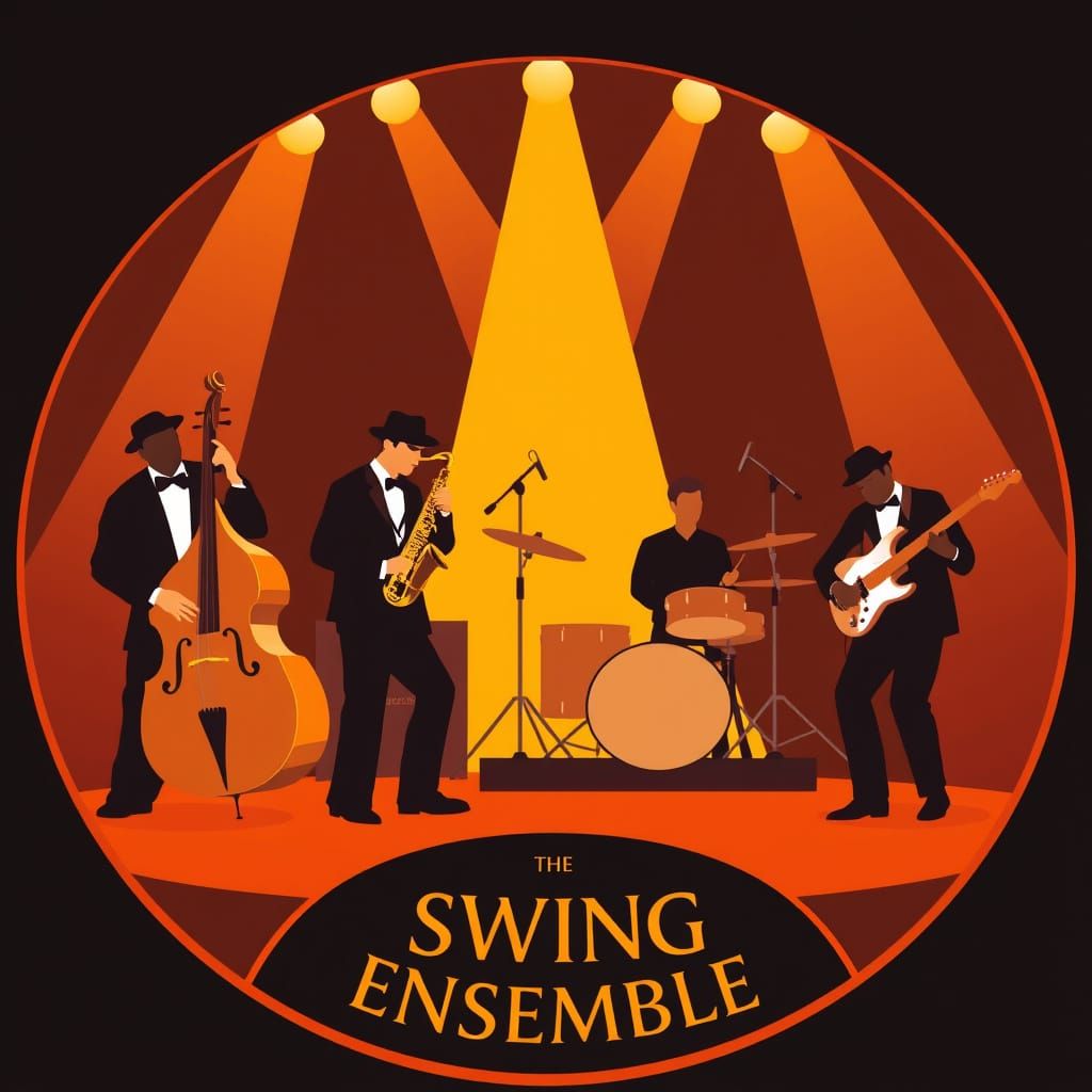 1940s Swing Band in Flat Vector Illustration