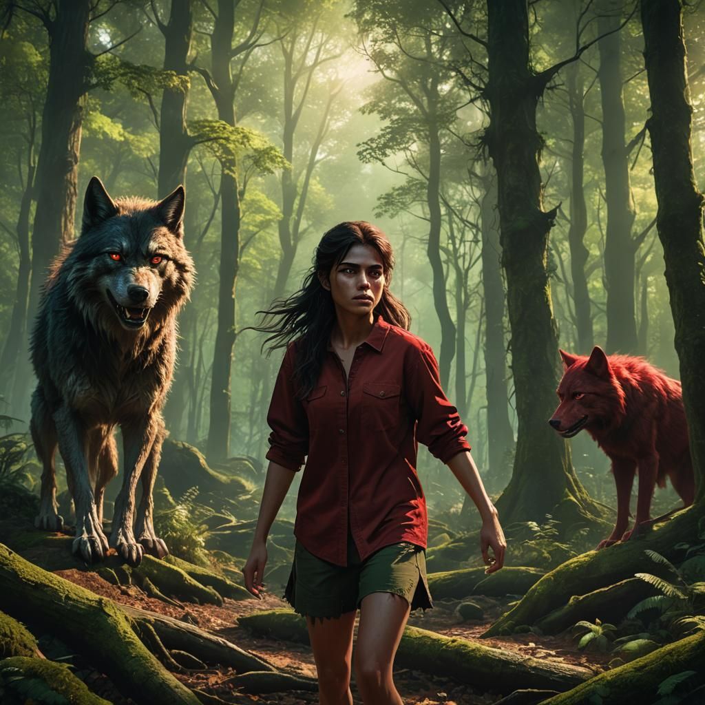 Teenage Werewolf Transformation in the Woods: Fantasy Concep...