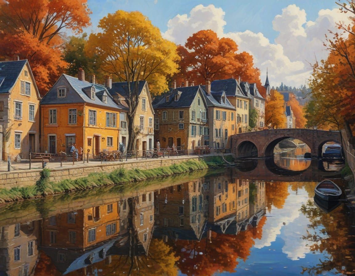 Magical Old Town Illustration in Gouache Style