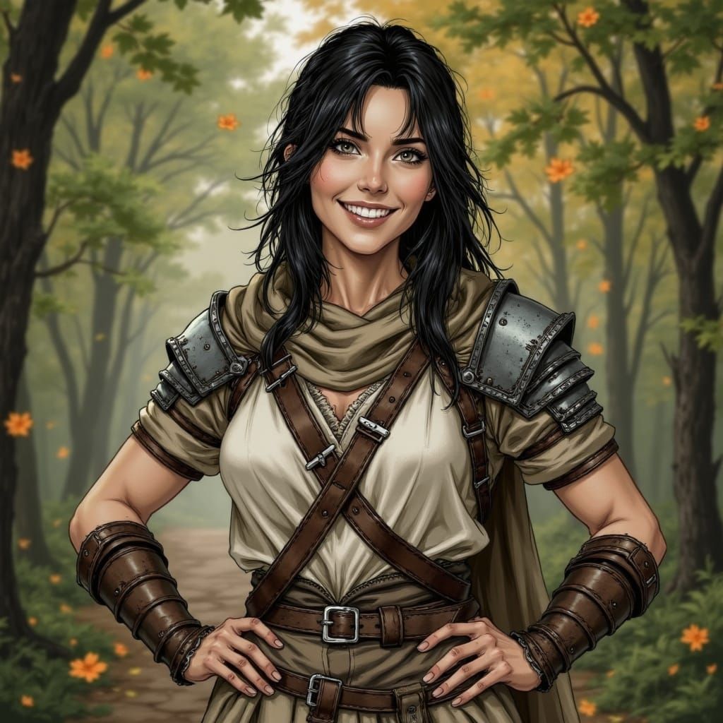Portrait of a Smiling Warrior Woman