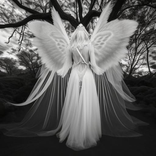 Ethereal Winged Skeleton in Infrared Photography