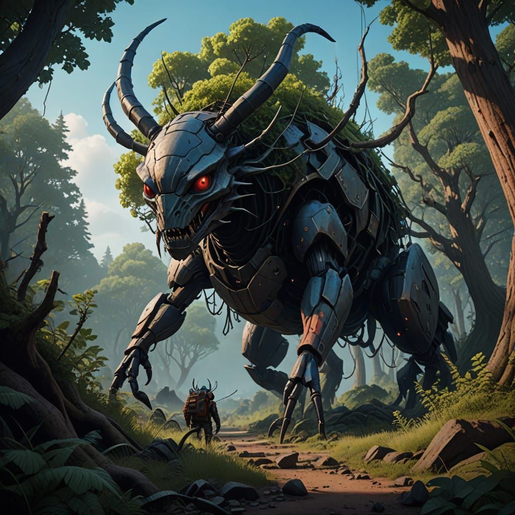 Ancient Forest Guardian with Serpent Horns