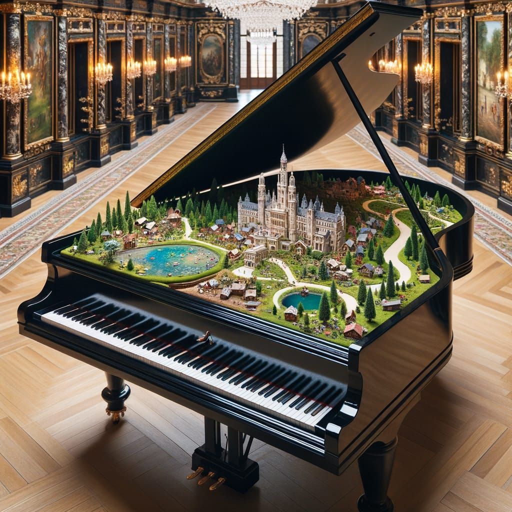 Magical Miniature World on a Grand Piano