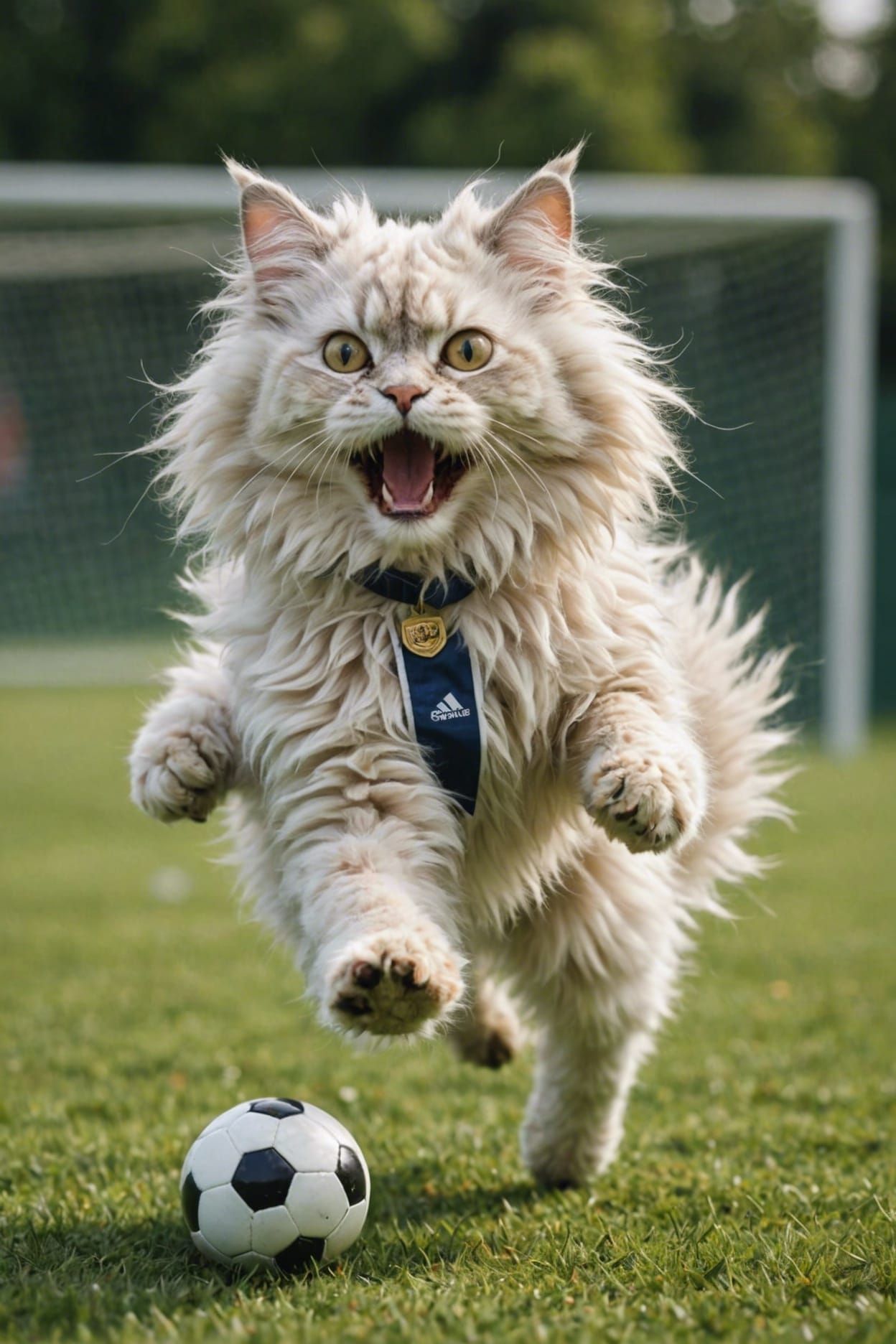 Hairy soccer cat