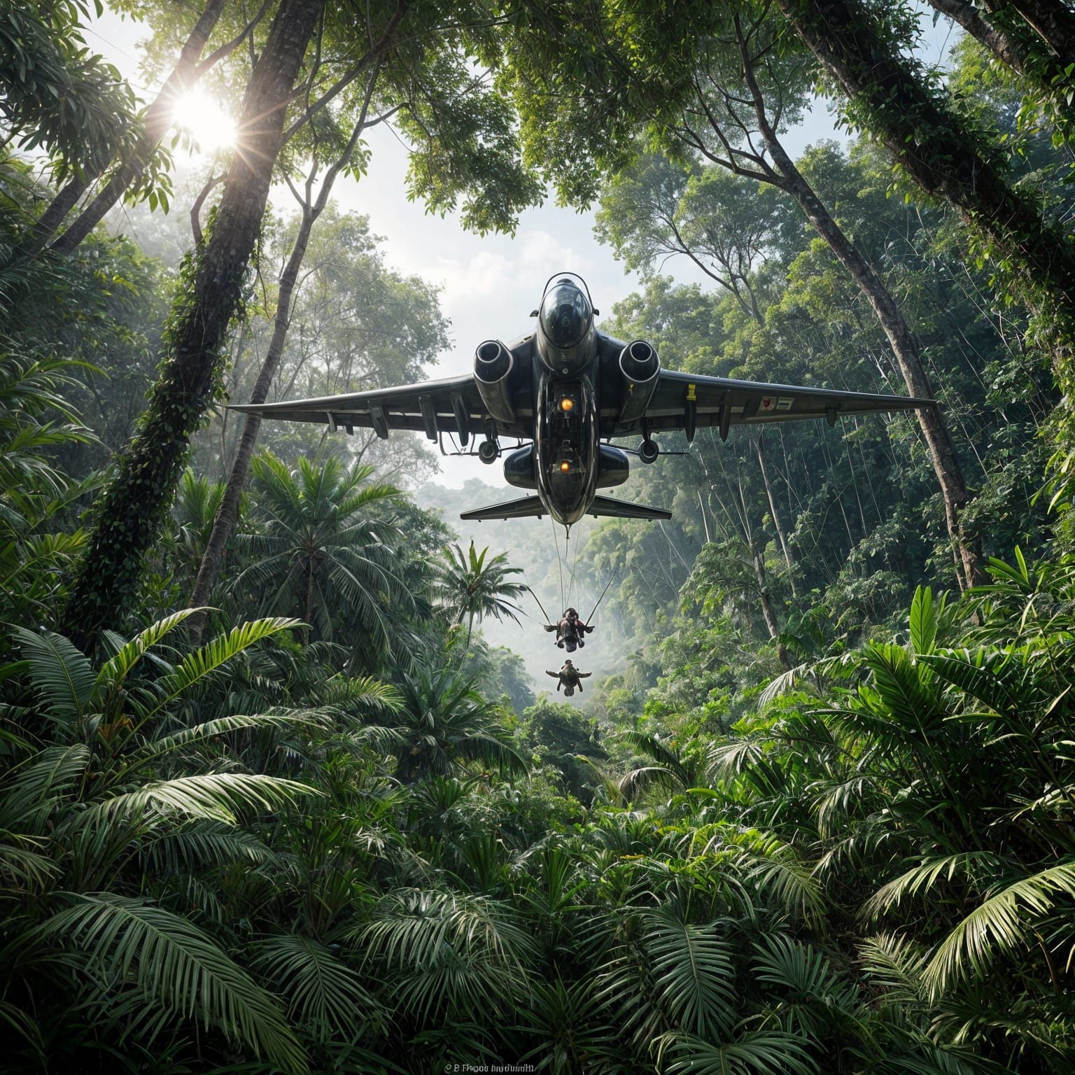 Vietnam Jungle Aerial Encounter in Realistic Military Style