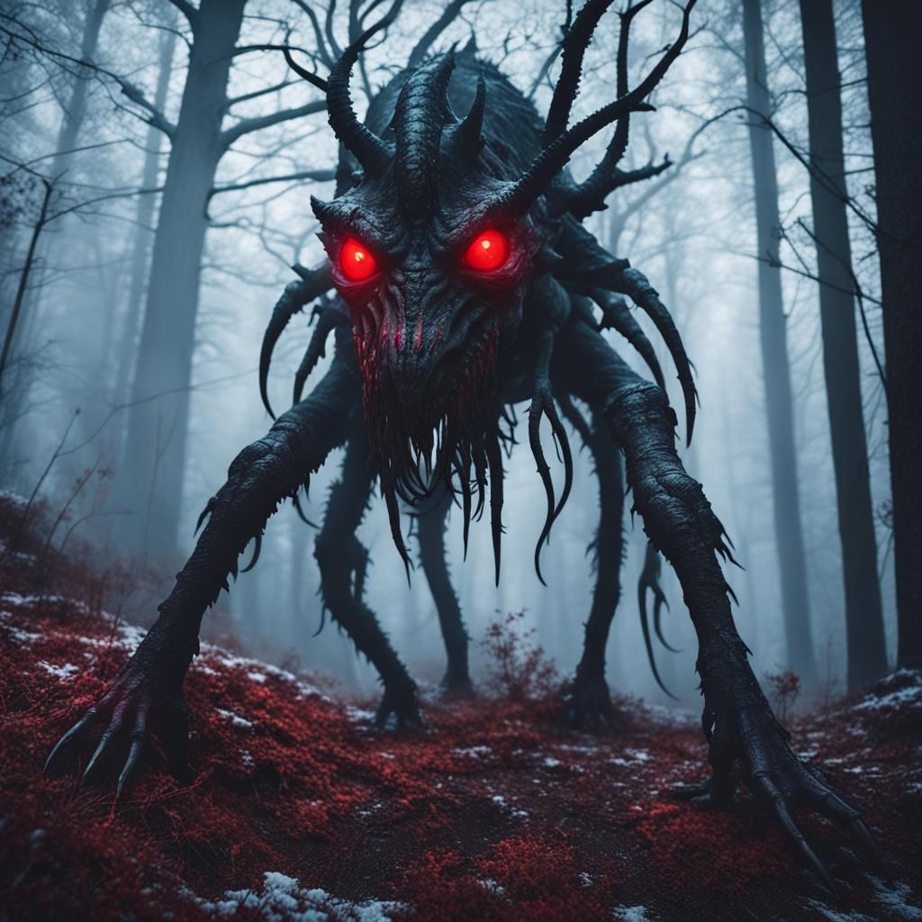 Eldritch Ice Chasmfiend in Winter Forest