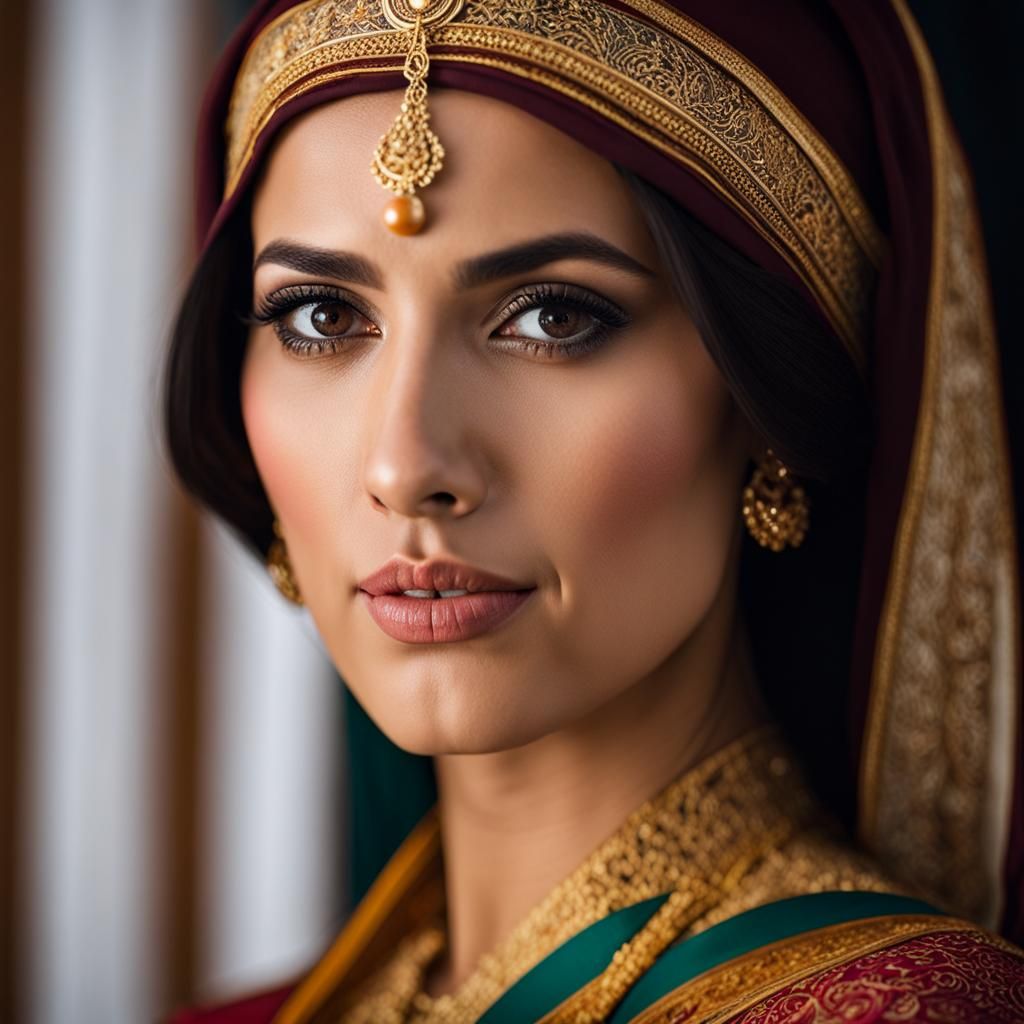 Beautiful Egyptian Woman Portrait in Hijab