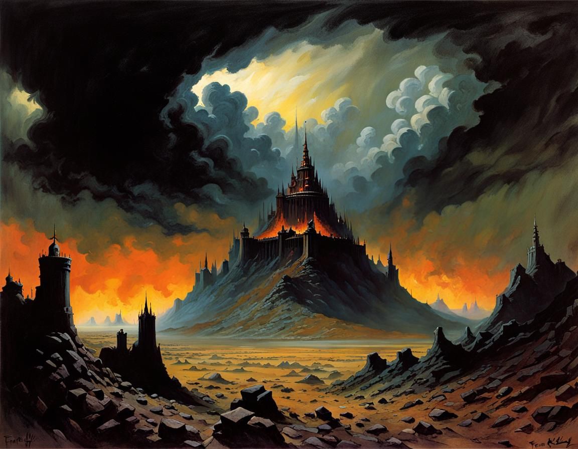 Grimdark Demonic Citadel in Volcanic Wasteland