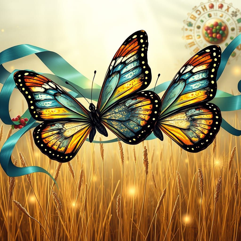 Butterflies with Van Gogh Imagery in Wings