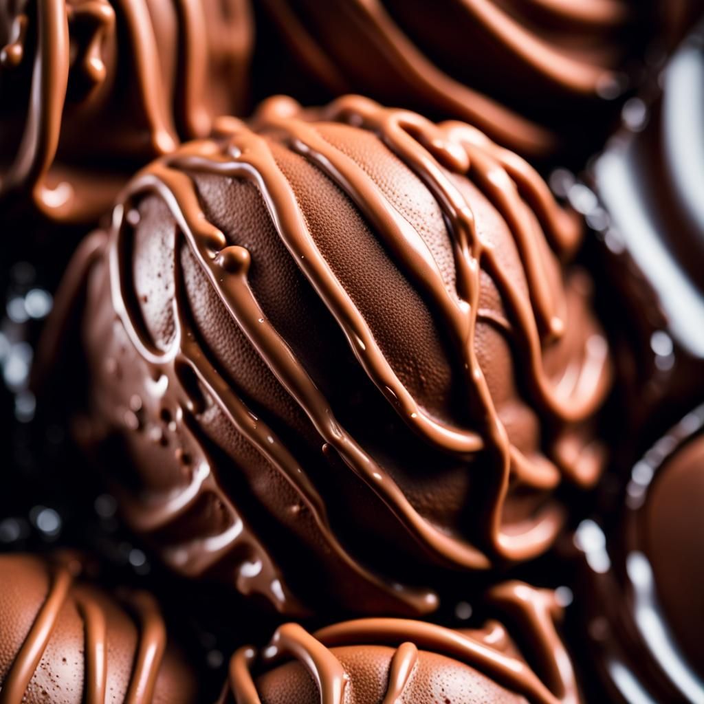 Macro Close Up of Chocolate Ice Cream Texture