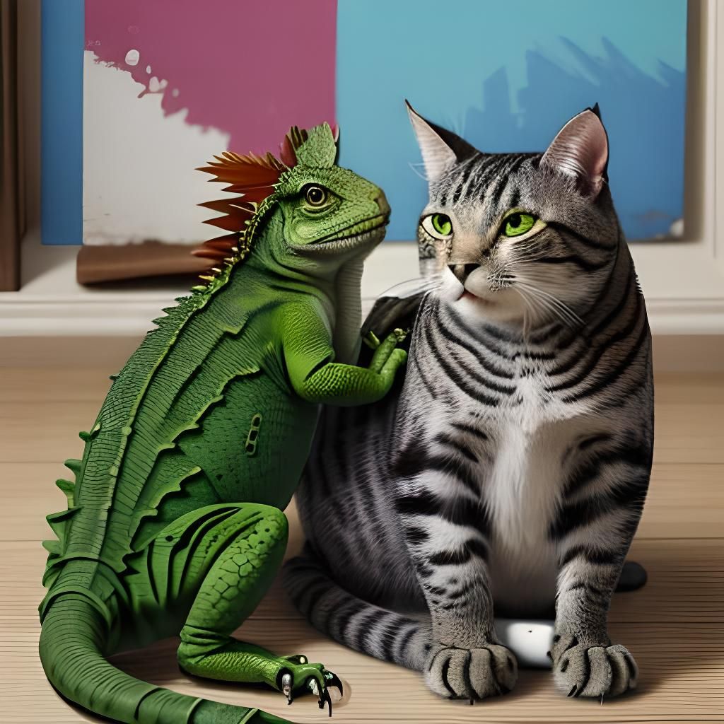 Feline Supremacy Debated by Iguana in a Hilarious Dialogue