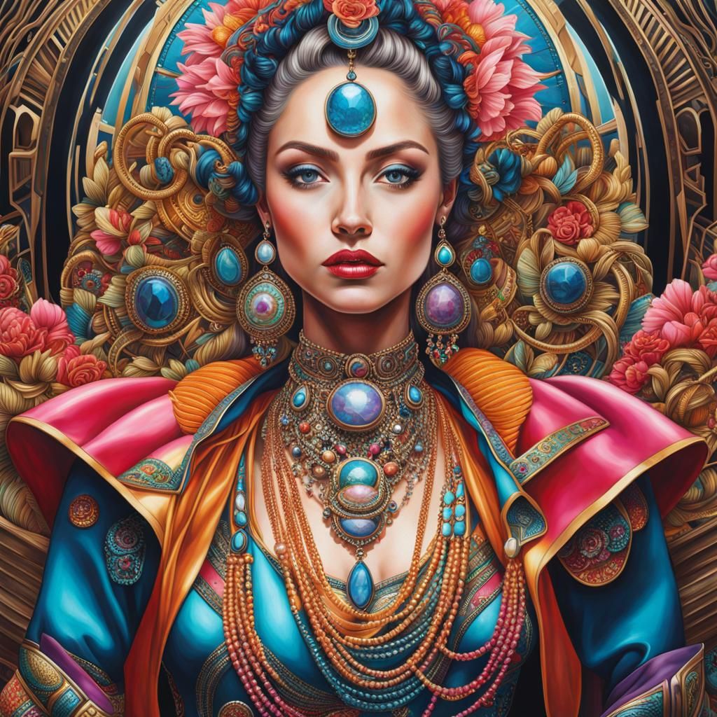 Hyperrealistic Portrait: Woman in Futuristic Jewelry