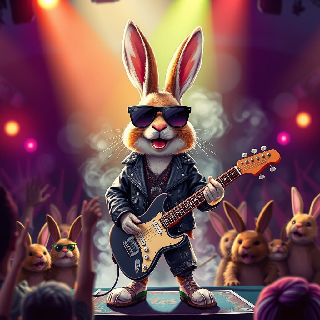 Rabbit Rocks Out: 1980s Rock Concert Scene