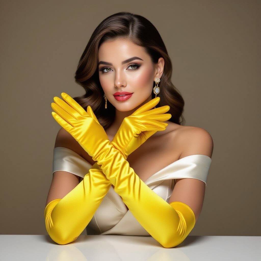 Elegant Lady in Yellow Gloves Digital Art