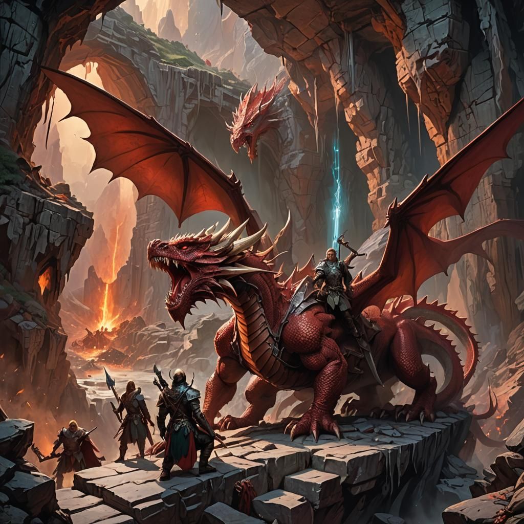 Heroes Victorious Over Dragon in Collapsing Cavern