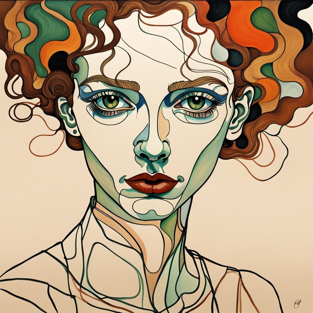 Woman in Abstract Portrait Style