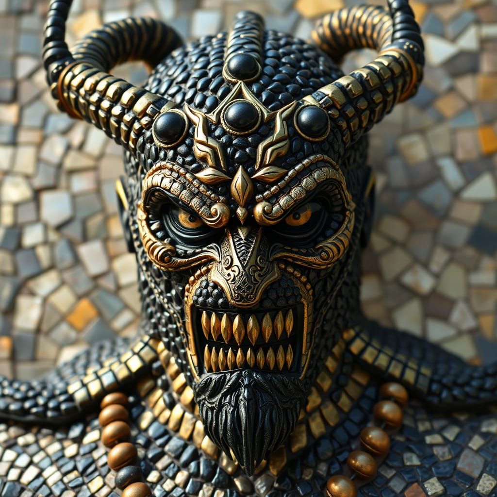 Majestic Bane in Ornate Islamic Stone Mosaic