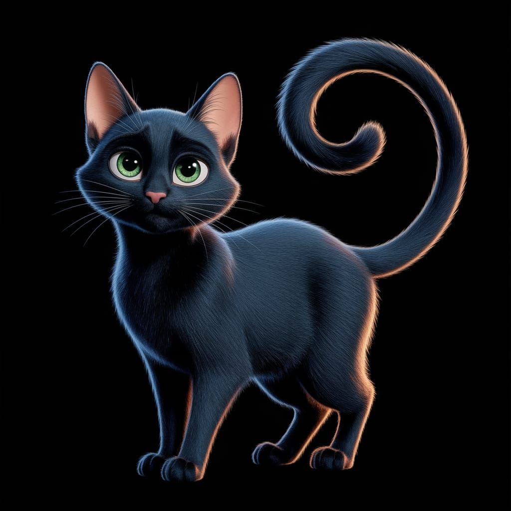 Pixar Cartoon Cat with Enchanting Green Eyes
