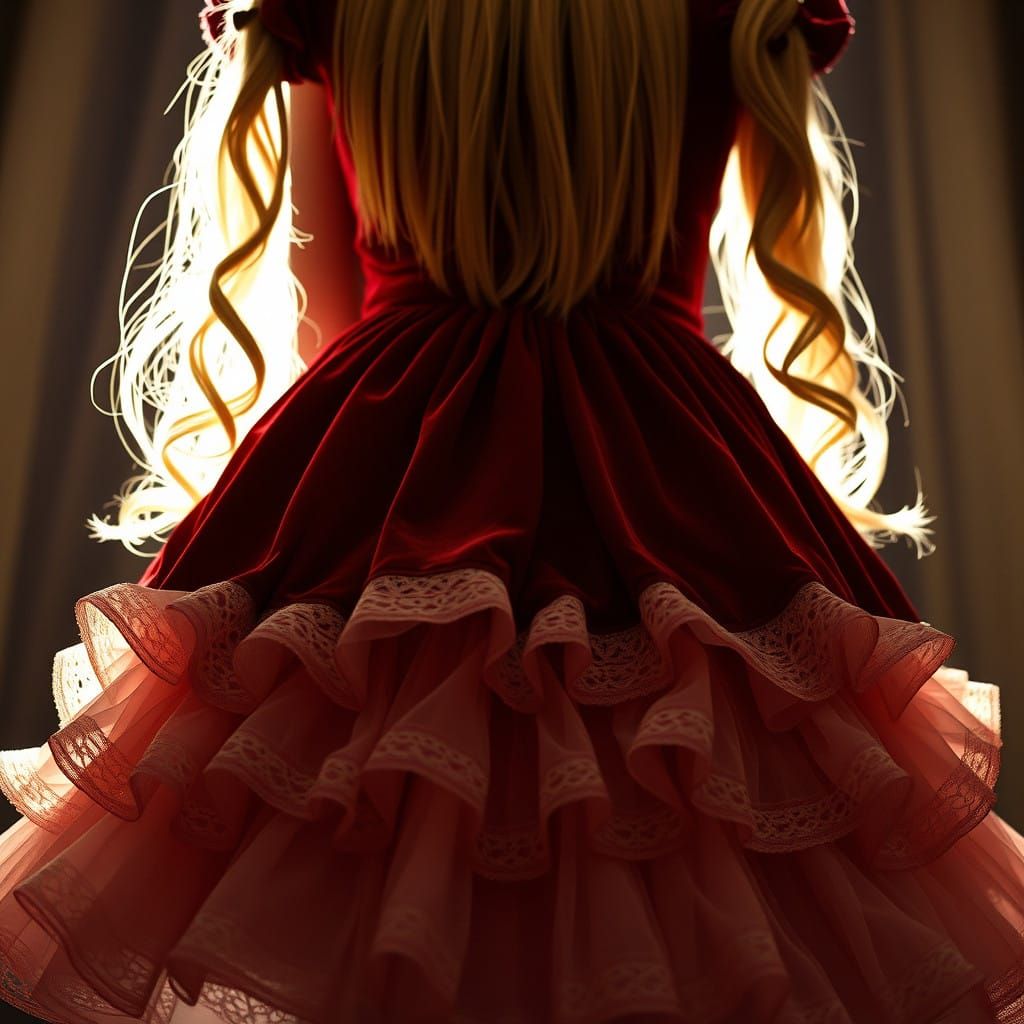 Dramatic Velvet Dress Petticoat Underskirt in Cinematic Styl...