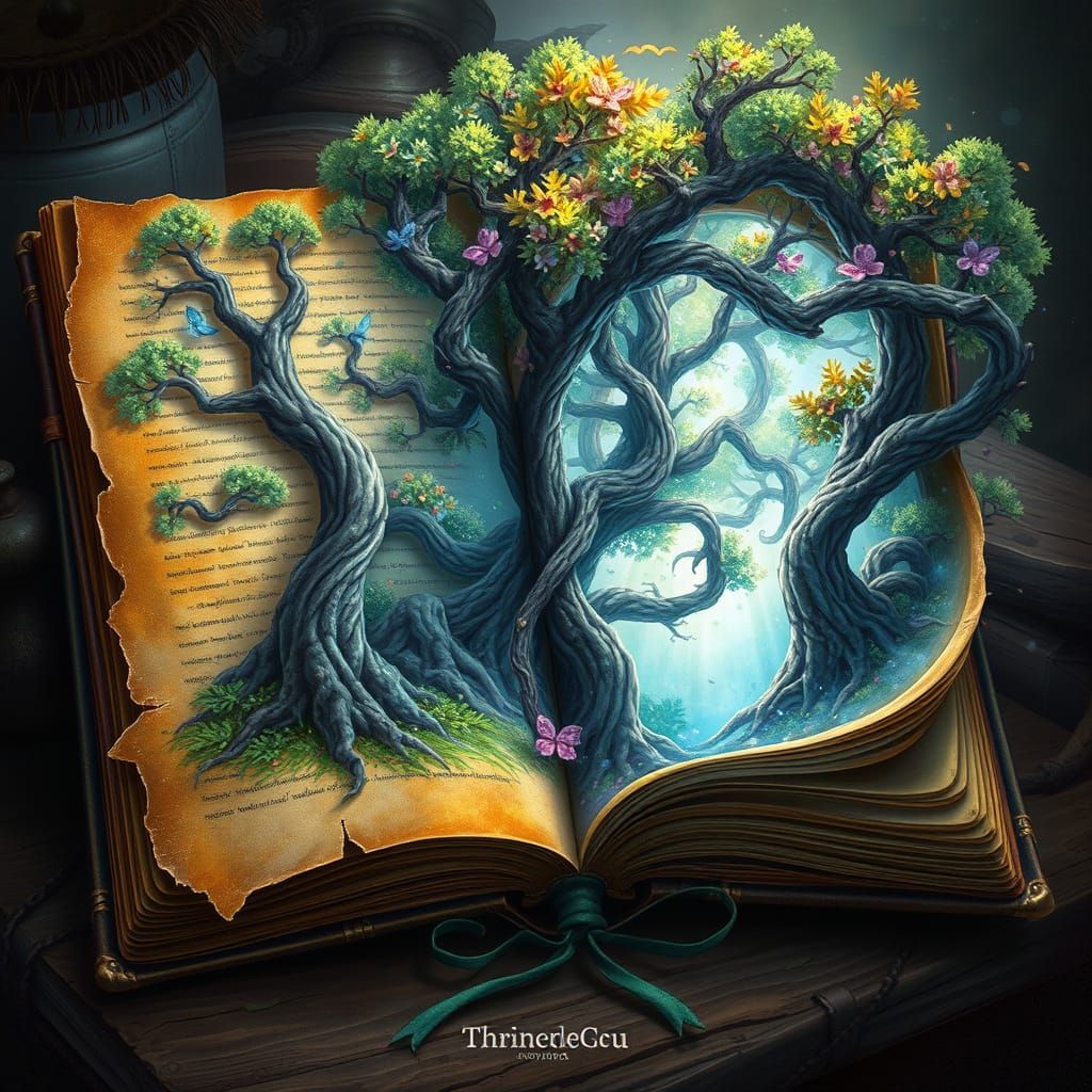 Whimsical Fantasy World Unfolds from Ancient Leather-Bound T...