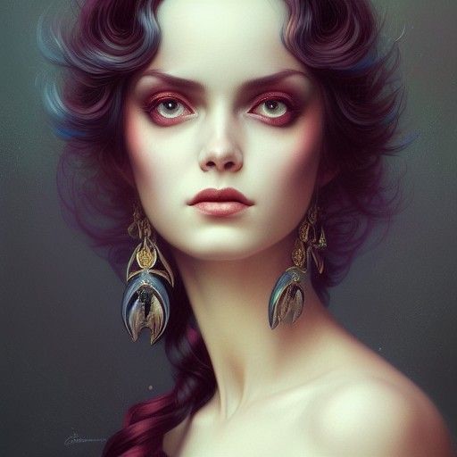 Ornate Portrait of Woman in Art Nouveau Style