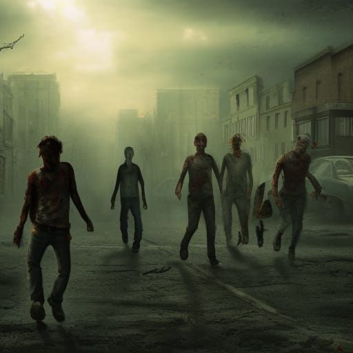 Post-Apocalyptic Town at Midnight in 3D