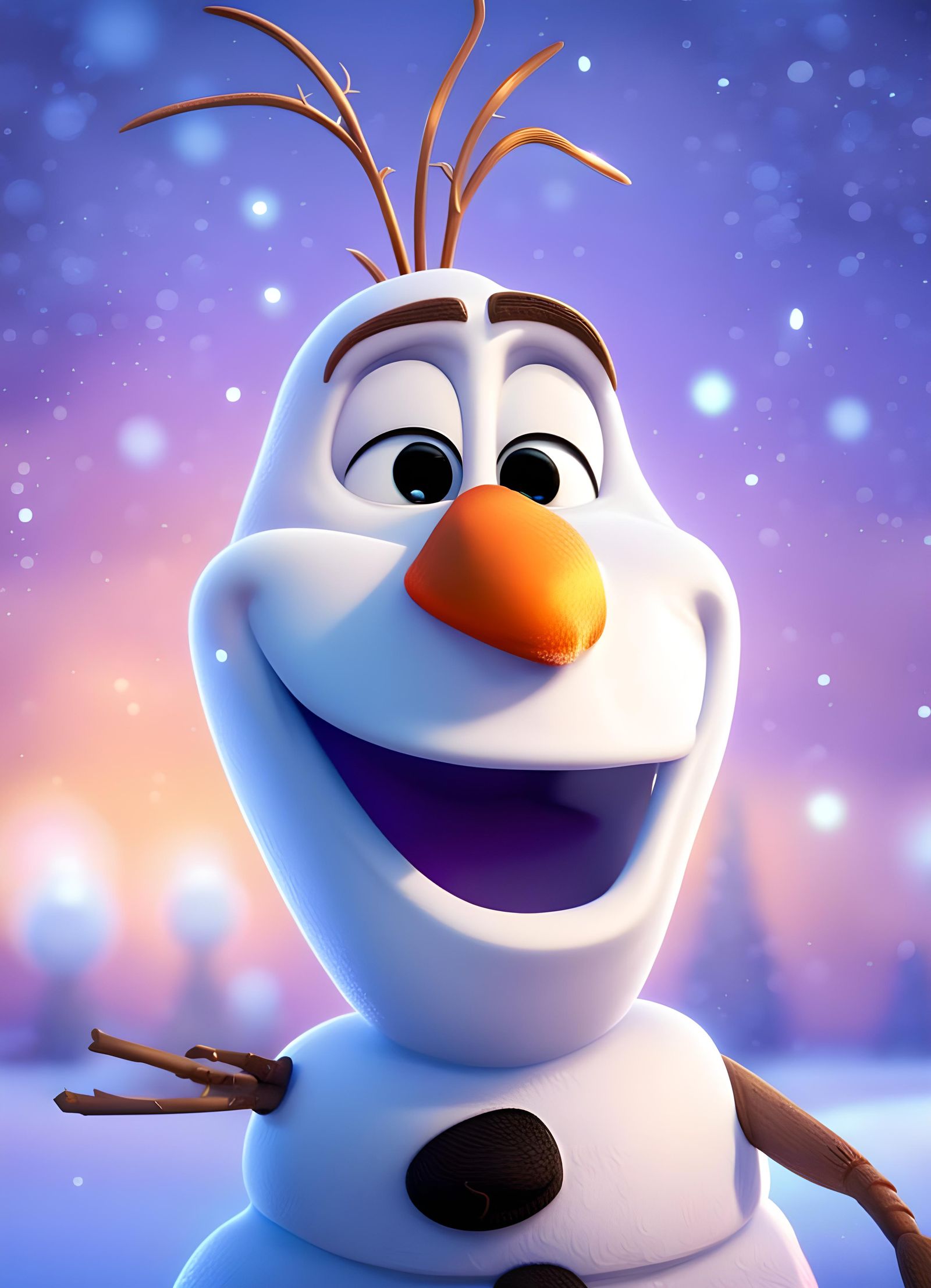 Happy Olaf Portrait in 3D Digital Art Style