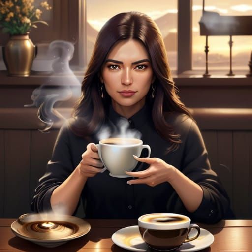 Cozy Morning Coffee Cup in Golden Light