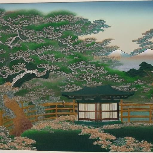 Dynamic Japanese Cherry Blossom Grove Painting