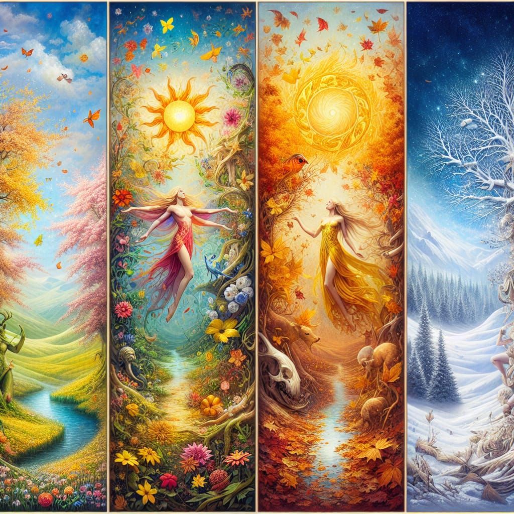 Four Seasons Personified as Mystical Landscapes