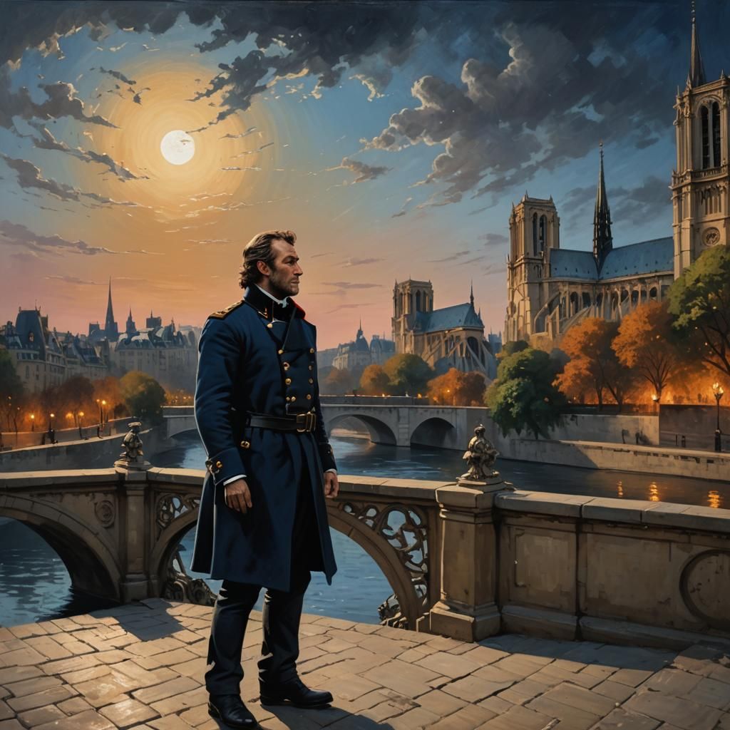 Javert Contemplates Valjean in Paris: Splash Art