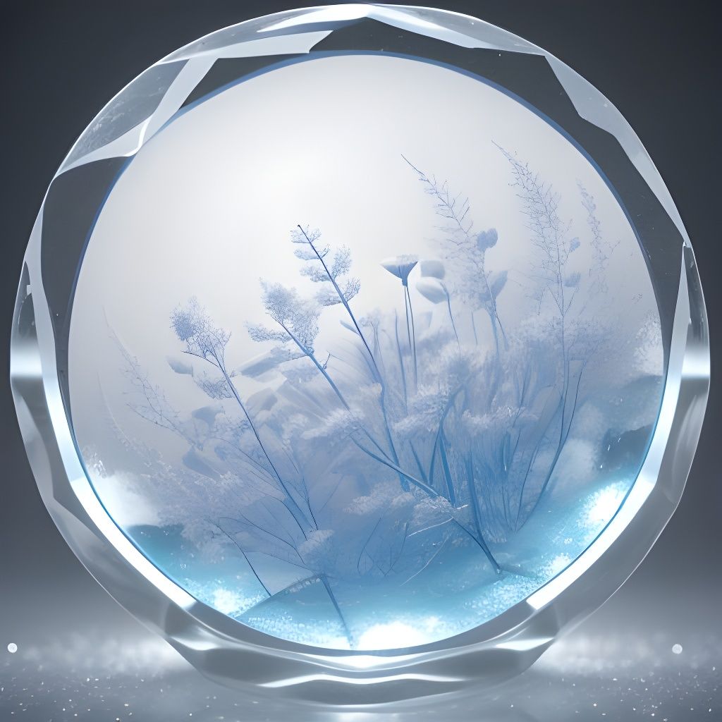 Ice Flowers Frozen Inside Crystal Ball
