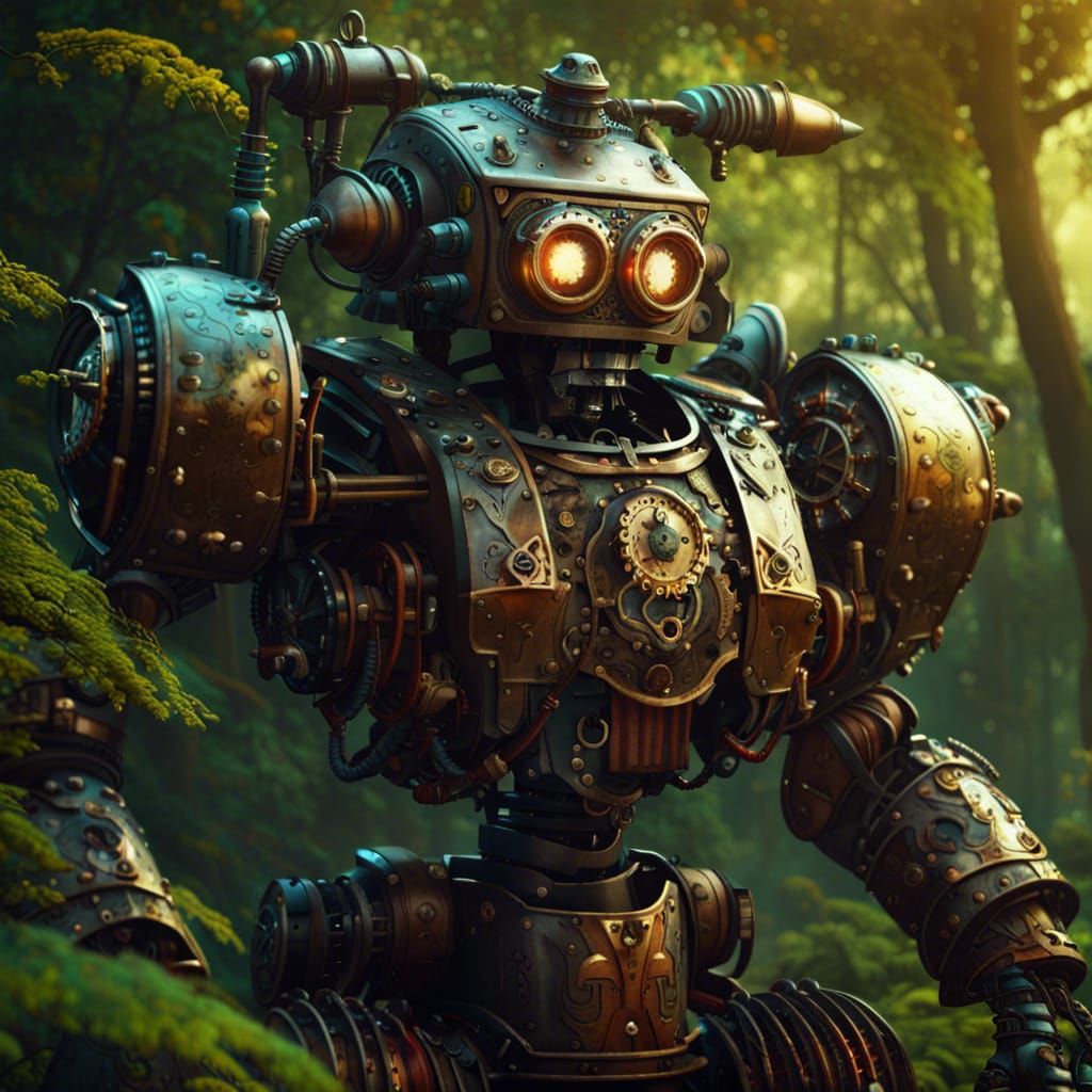 Armored Steampunk Robot