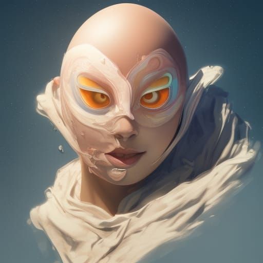 Egg Portrait with Eye: Hyperdetailed Concept Art