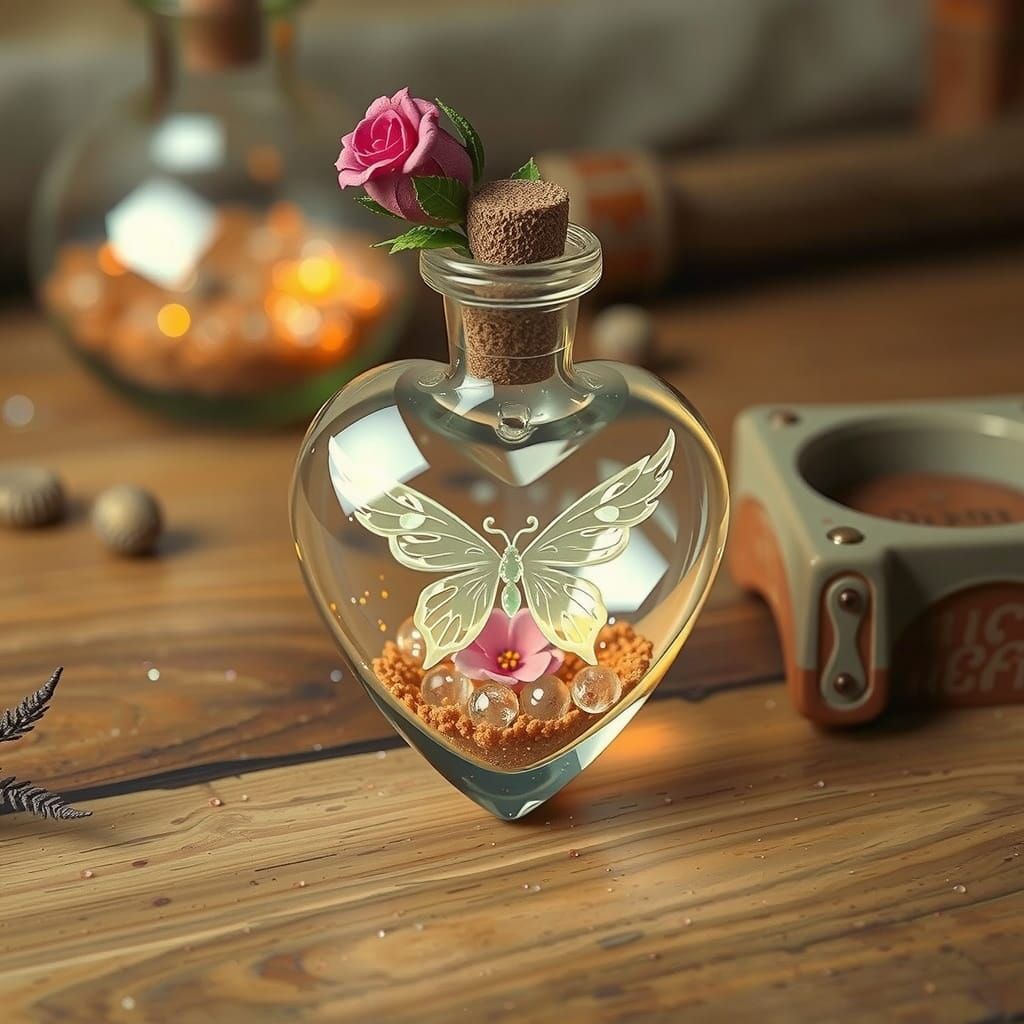 Crystal Heart Vial with Moonbeams and Stardust