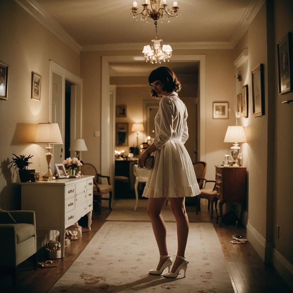 Crossdressing Boy at Party, Film Noir Aesthetic