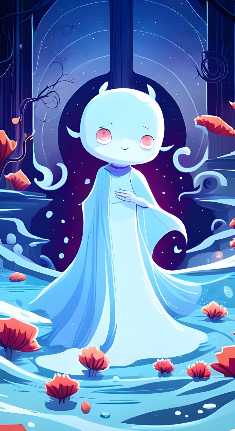 Adorable Ghost in Watercolor Storybook Style