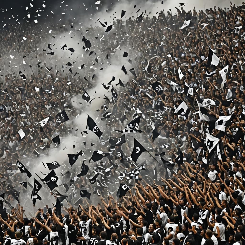 Vibrant Soccer Crowd with Fireworks and Smoke