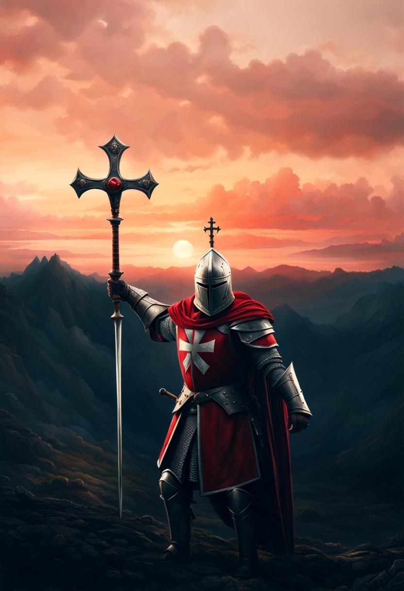 Templar Knight in Detailed Digital Matte Painting