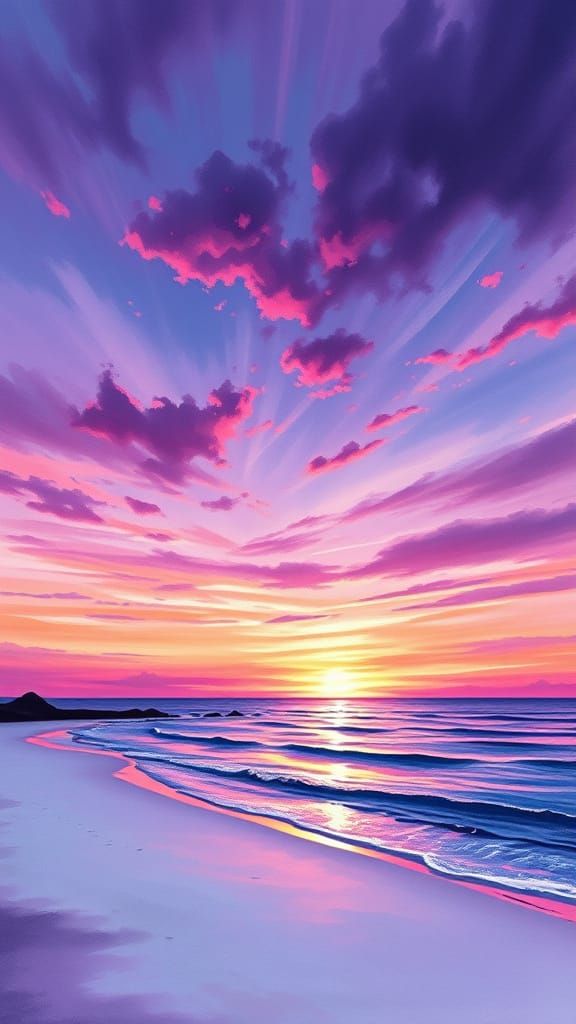 Violet Sunrise at Norriego Point in Impressionist Style