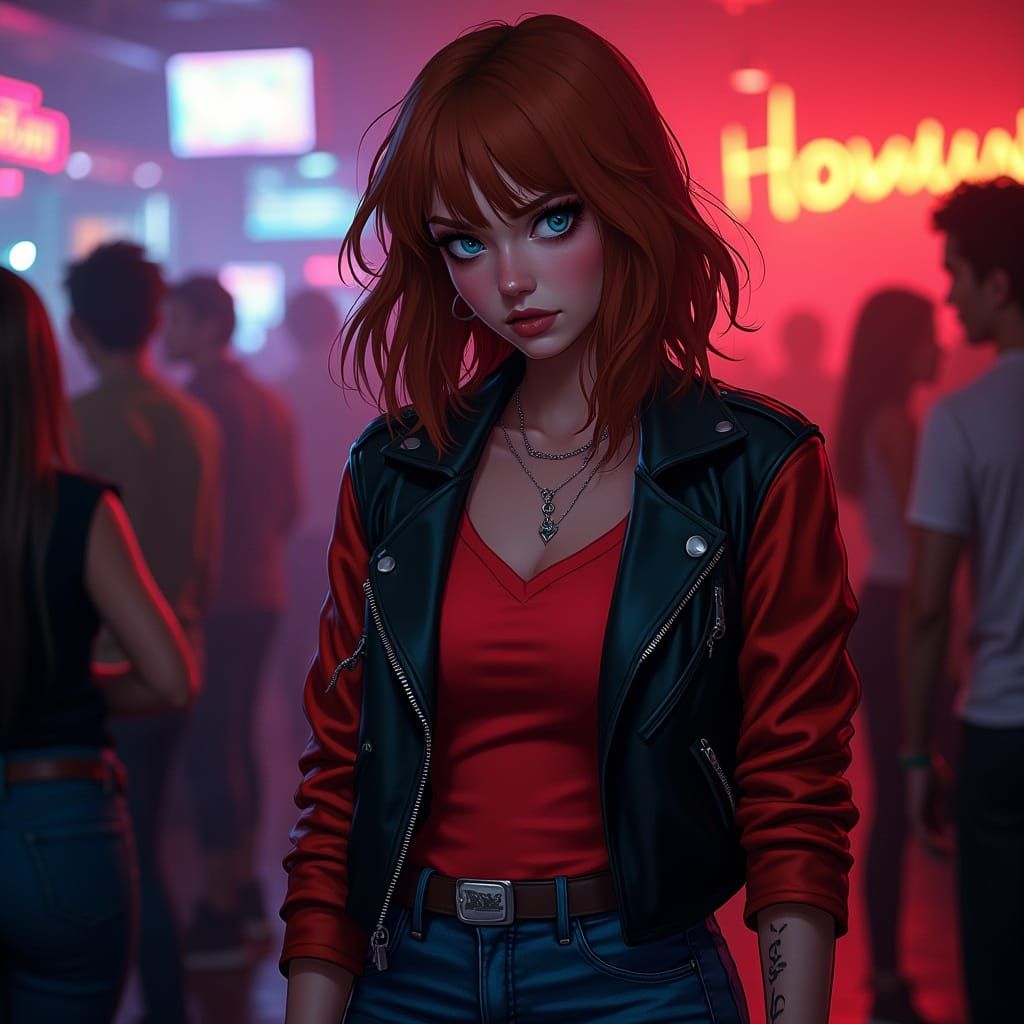 Gritty Club Scene in Cyberpunk Style