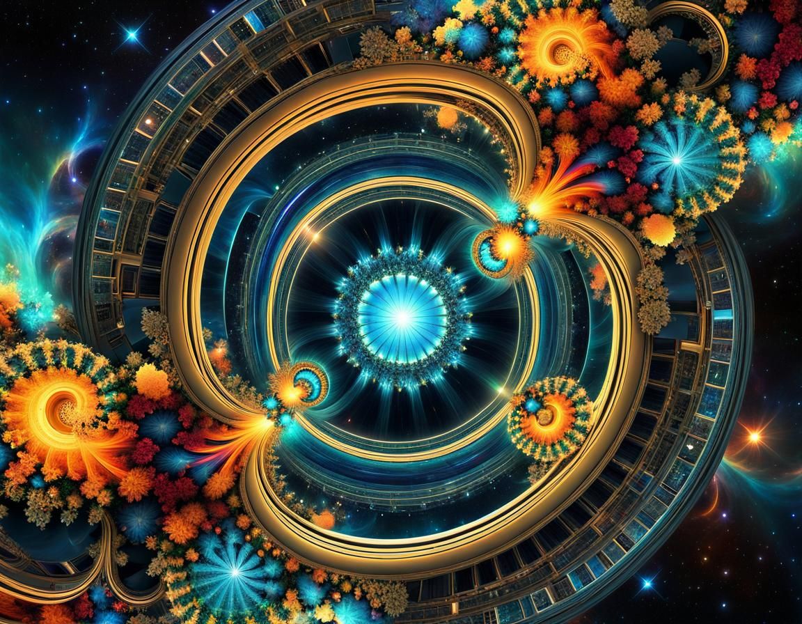 Teslapunk City in Fractal Deep Space