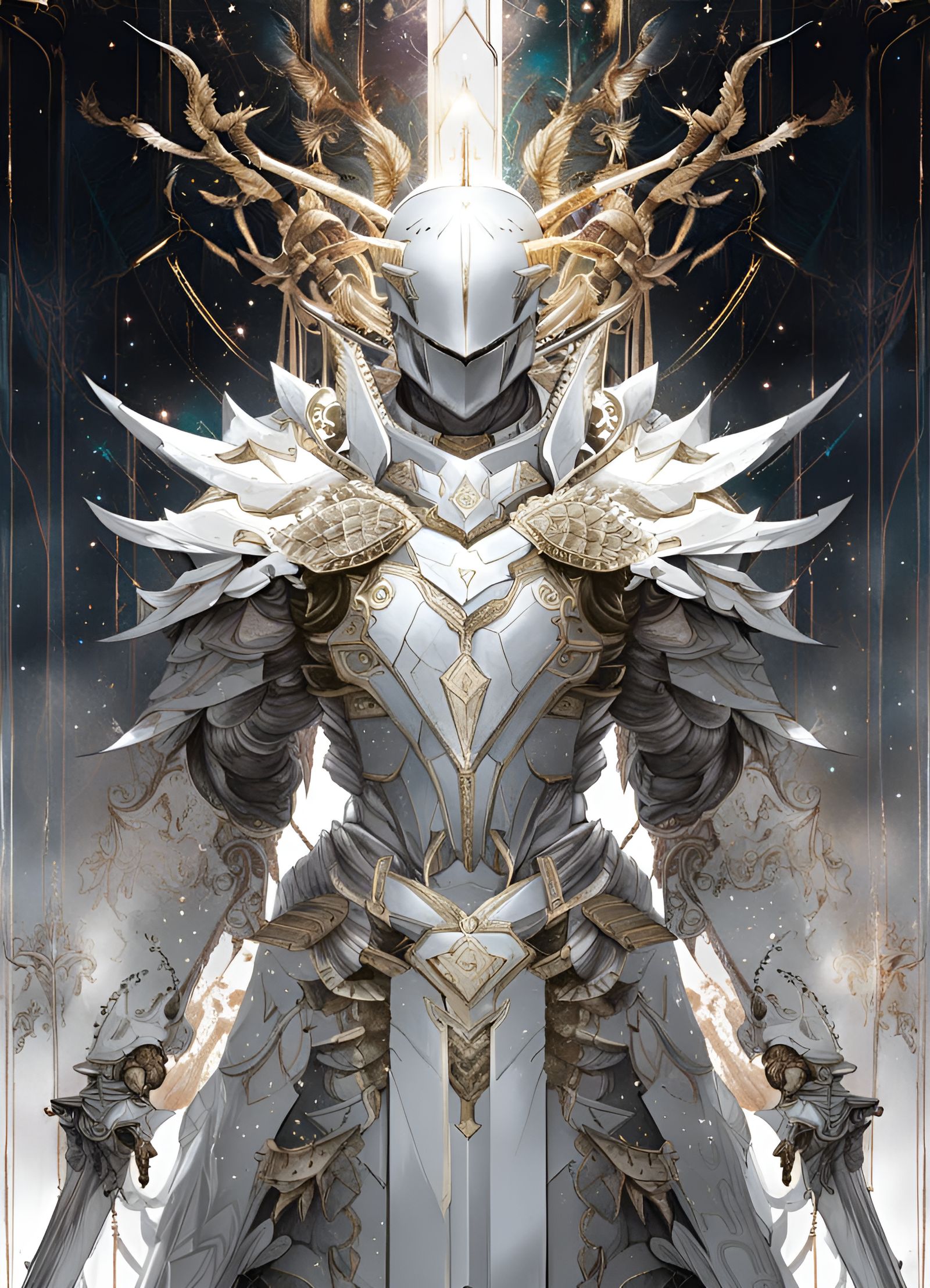 Galactic God Knight in White Armor
