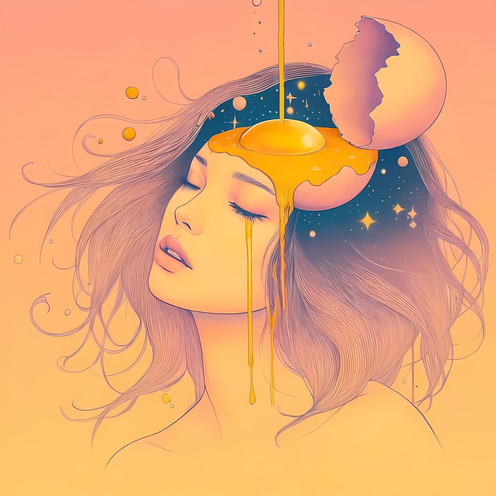 My cracked dreams drift like stardust under a starry sky~