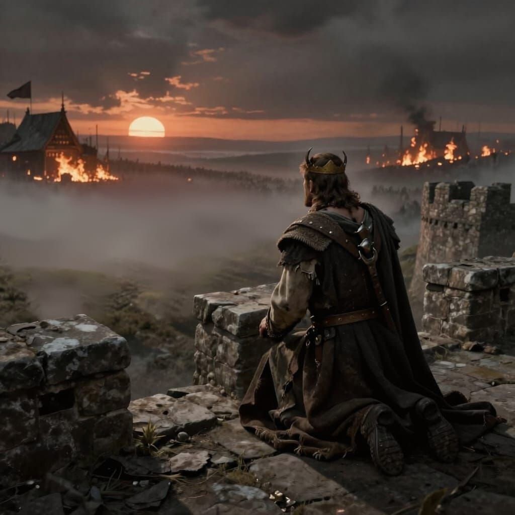 King Watches Burning Kingdom as Orcs Approach