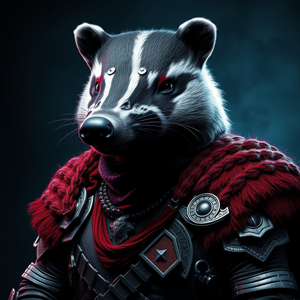 Badger-Viking Warrior Portrait in Digital Art Style