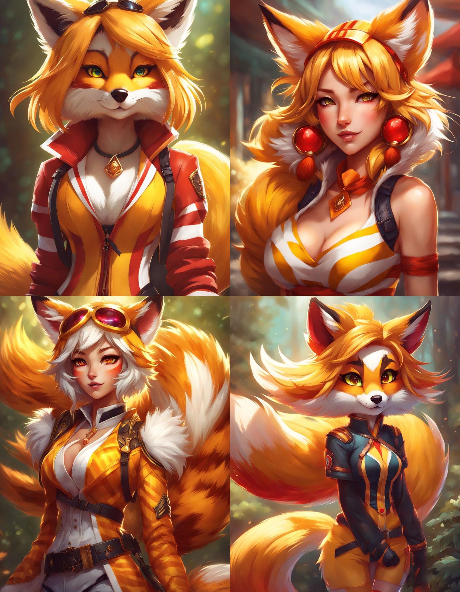 Fox-Tiger Furry Hybrid Character Concept Art